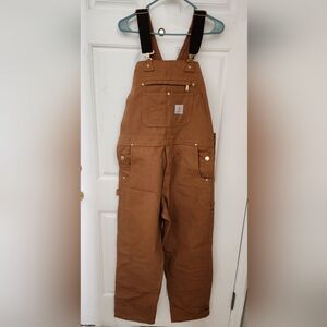 Carhartt Original Dungaree Overalls 32x30 NWOT Brown Canvas Workwear Relaxed Fit